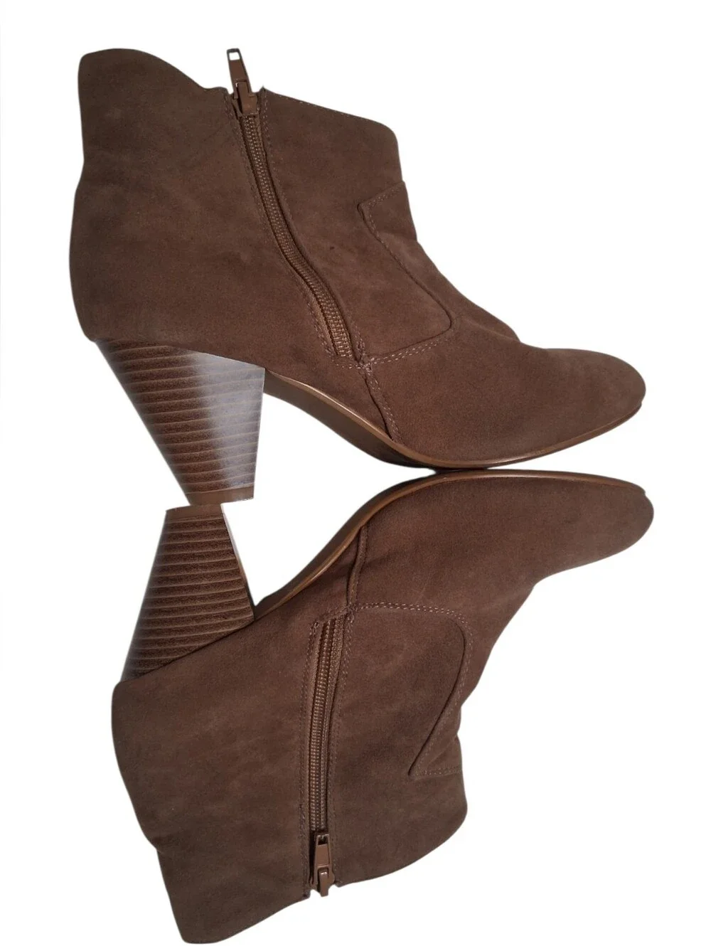 Lane Bryant Brown Faux Suede Block Heel Fall Ankle Boots Size 8W Classic Chic